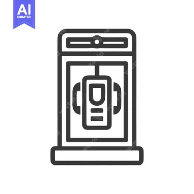Minimalist Line Icon of a 3D Printer or Automated Manufacturing Machin