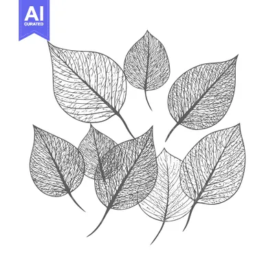 Popular premium asset: Elegant Hand-Drawn Skeletal Leaves Vector Illustration with Intricate