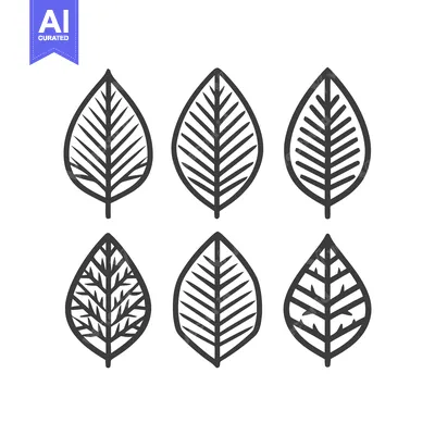 Popular premium asset: Minimalist Stylized Leaf Icons Vector Set on White Background