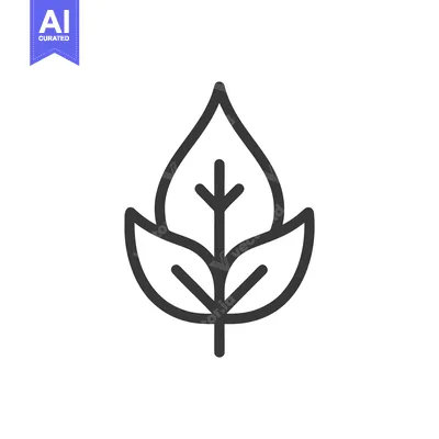 Aset desain premium: Elegant Minimalist Line Art Leaf Icon on White, Symbolizing Nature, Or