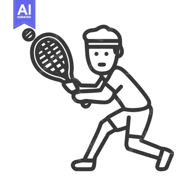Dynamic Tennis Player Hitting a Forehand Stroke, Minimalist Line Art I