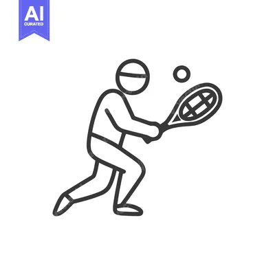 Aset premium populer: Dynamic Tennis Player Line Icon Lunging for a Forehand Shot