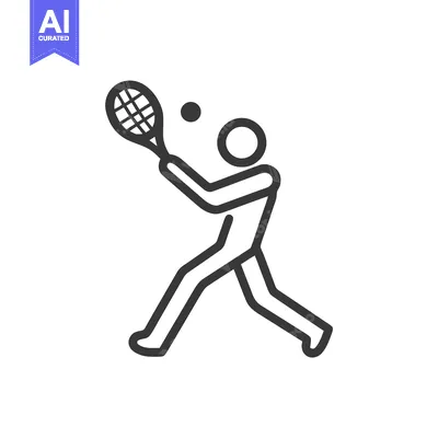 Dynamic Tennis Player in Action: A Modern, Minimalist Line Art Icon