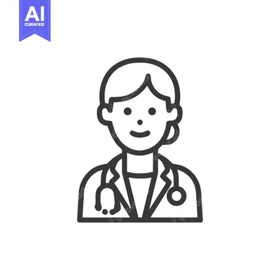 Clean Line Art Avatar of a Smiling Woman Doctor with Stethoscope