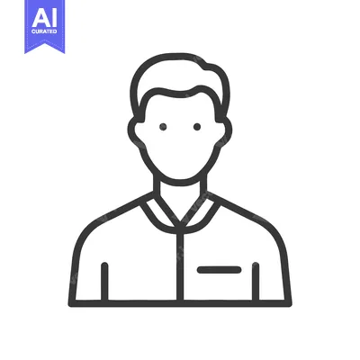 Aset premium populer: Clean line art icon of a male user profile with a collared shirt and p