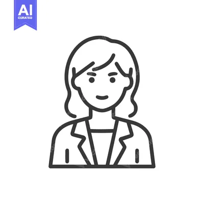 Professional Woman Bust Portrait: Clean Line Art Icon with a Gentle Sm