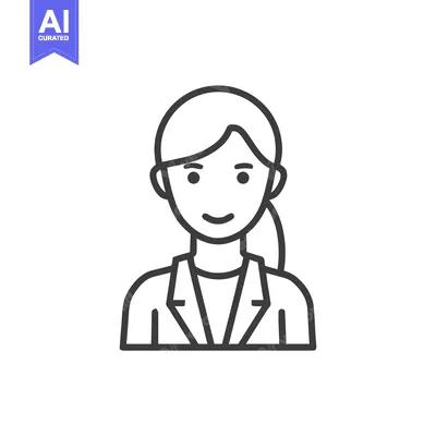 Aset premium populer: Clean Line Art Icon of a Smiling Businesswoman with Ponytail