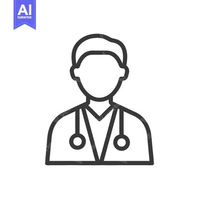Minimalist Doctor Bust Icon: Faceless Professional with Stethoscope