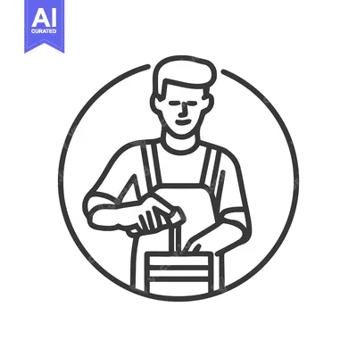 Artisan Baker Mixing in a Bowl, Modern Minimalist Line Art Icon Badge