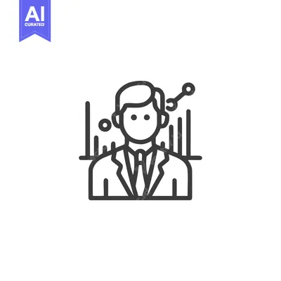 Data-Driven Success: Line Icon of a Professional Analyst with Growth C