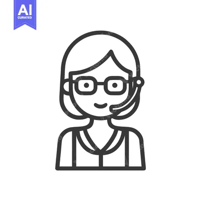 Popular premium asset: Friendly Call Center Operator with Headset, a Minimalist Line Art Avat