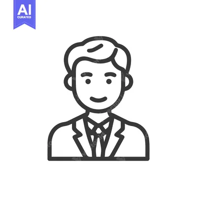 Aset premium populer: Clean Outline Icon of a Smiling Professional Businessman in a Suit