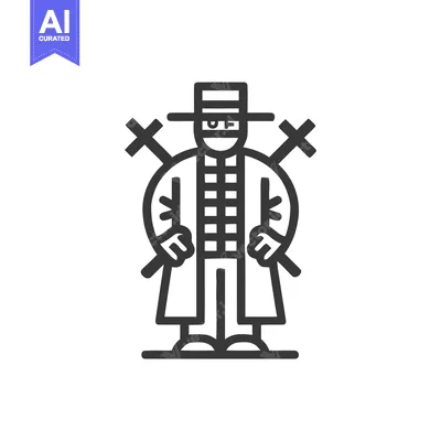 Enigmatic Masked Swordsman with Dual Blades, Geometric Line Art