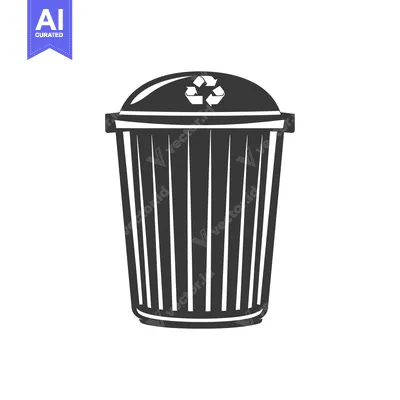 Aset premium populer: A Black and White Illustration of a Recycling Bin