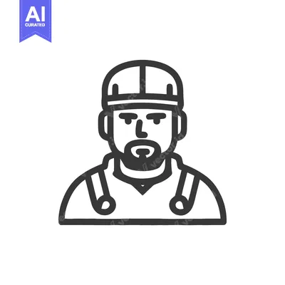 Stylized Line Art Icon of a Male Medic with Stethoscope and Cap