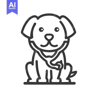 Cute Sitting Puppy with Stethoscope, Veterinary Care Line Art Logo