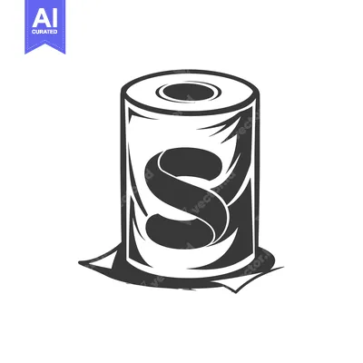 Aset premium populer: A Black and White Illustration of a Roll of Paper Towel with the Lette