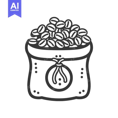 A Black and White Illustration of a Sack of Coffee Beans