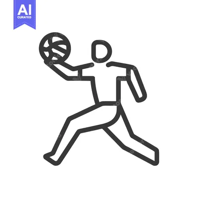 Dynamic Basketball Player in Motion, Minimalist Line Art Icon