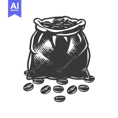 A Black and White Illustration of a Sack of Coffee Beans