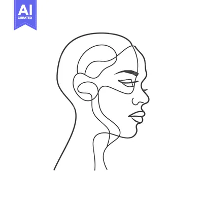 Aset desain premium: Single Line Art Illustration of a Woman's Face