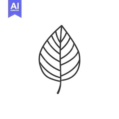 Aset desain premium: Single Line Drawing of a Simple Leaf