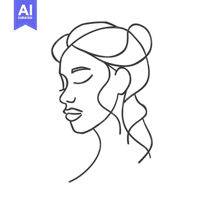 Aset premium populer: Single-Line Drawing of a Woman's Face in Profile