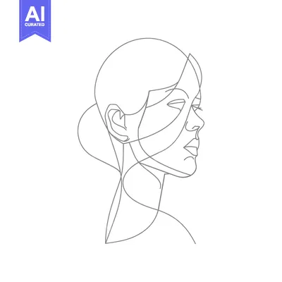 Aset premium populer: Single-Line Drawing of a Woman's Face in Profile