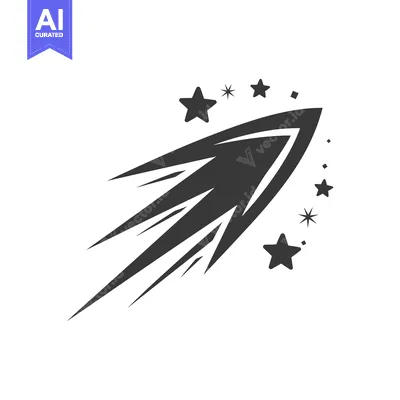 Aset premium populer: A Black and White Illustration of a Shooting Star with Stars Around It
