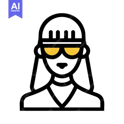 Stylized Female Avatar Icon with Yellow Sunglasses and Bob Haircut
