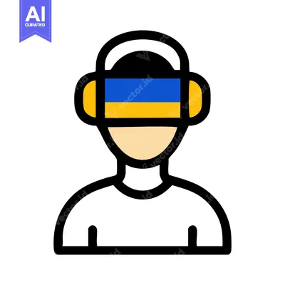 Aset premium populer: Stylized Profile of Person Wearing Ukrainian Flag Headphones