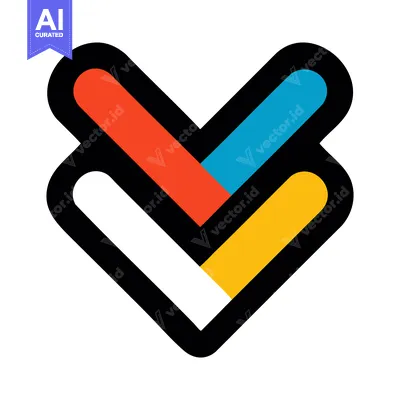 Abstract Interlocking Arrows Logo with Bold Colors and Black Outline o