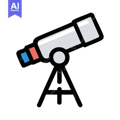 Stylized Flat Icon of a Refracting Telescope on a Tripod