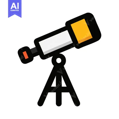 Boldly Outlined Telescope Icon on Tripod, a Modern Graphic for Astrono