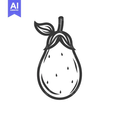 Aset premium populer: A Black and White Illustration of a Single Eggplant