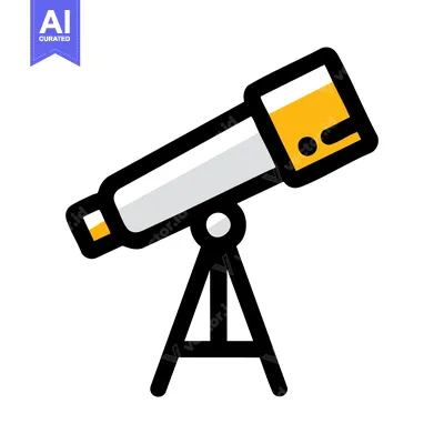 Bold Outline Telescope Icon on Tripod, a Modern Graphic for Astronomy