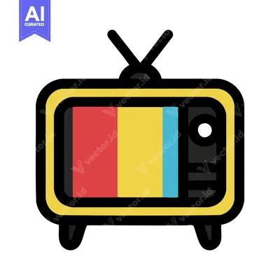 Premium design asset: Vibrant Retro Television Icon with Colorful Test Pattern Screen and An