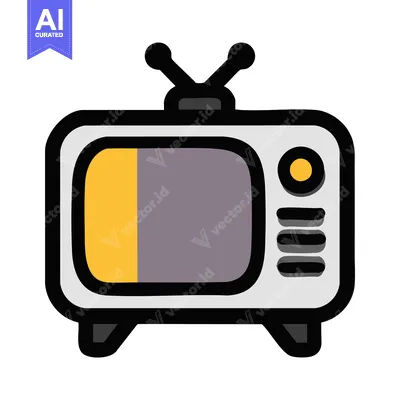 Retro Television Icon with Antenna and Screen Display