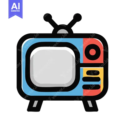 Retro Television Icon with Antenna and Colorful Accents