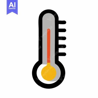 Boldly Outlined Thermometer Icon Showing a Warm Orange Reading