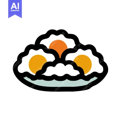 Aset premium populer: Bold Outline Illustration of Three Wavy Fried Eggs on a Plate