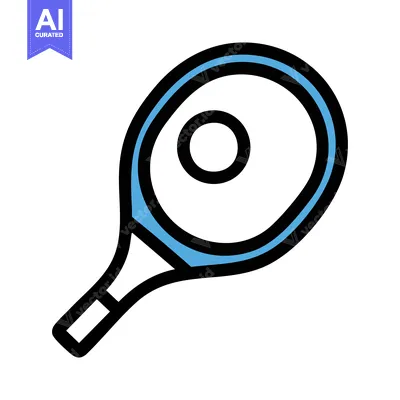 Simple Line Art Tennis Paddle Icon with Light Blue Accent