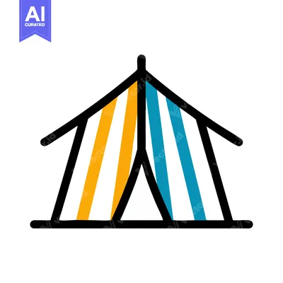 Aset premium populer: Colorful Tent Icon: Modern Camping Shelter with Bold Lines and Contras