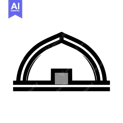 Clean Geometric Black Archway with Grey Square Element Minimalist Vect