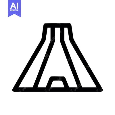 Bold Black Line Art Icon of a Stylized Volcano or Tent