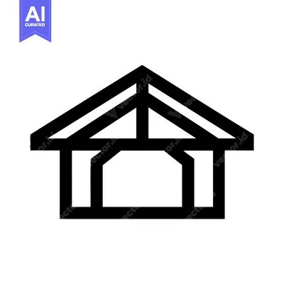 Geometric Timber Frame Gazebo Icon in Bold Black Lines