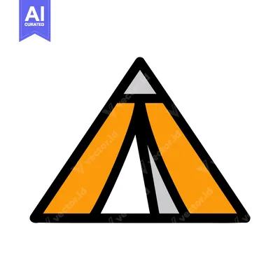 Simple, Flattened Orange and White Camping Tent Icon