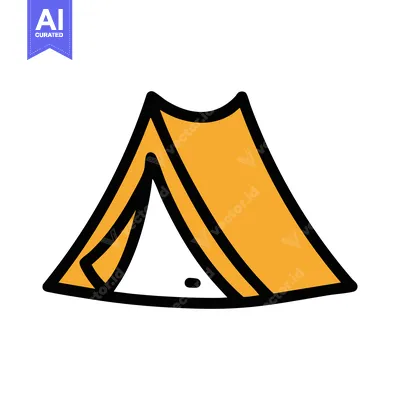 Boldly Outlined Orange A-Frame Tent: A Simple Camping Icon