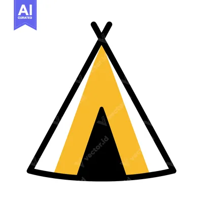 Bold Yellow and Black A-Frame Tent Icon, Minimalist Camping Graphic