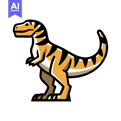 Stylized Tyrannosaurus Rex Illustration: Cartoon Dinosaur on White Bac